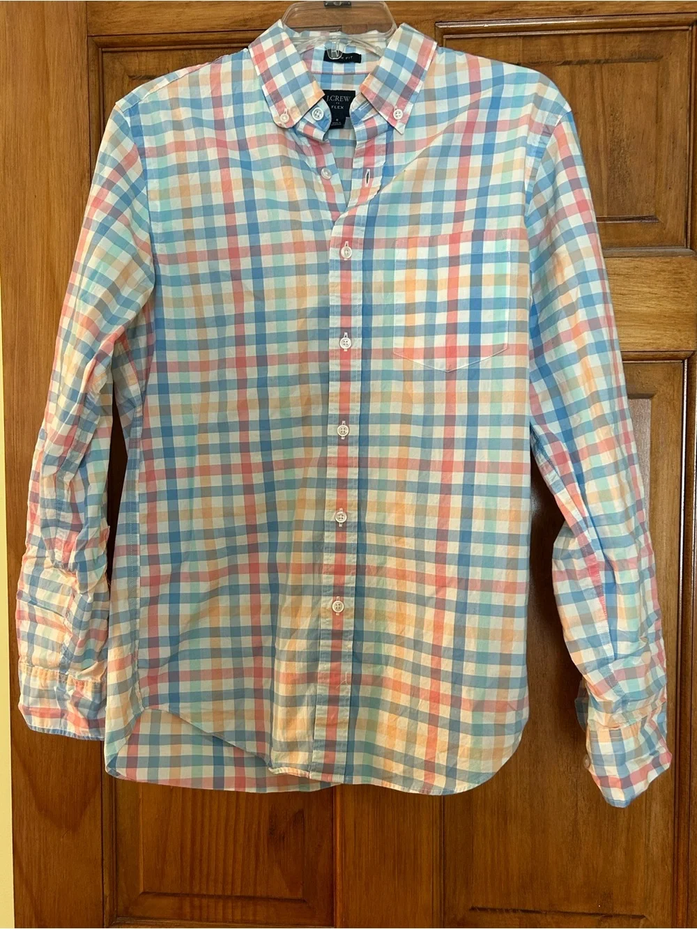 J. Crew Multicolor Pastel Plaid Button-Down Shirt - Blue, Pink, Cream, Yellow